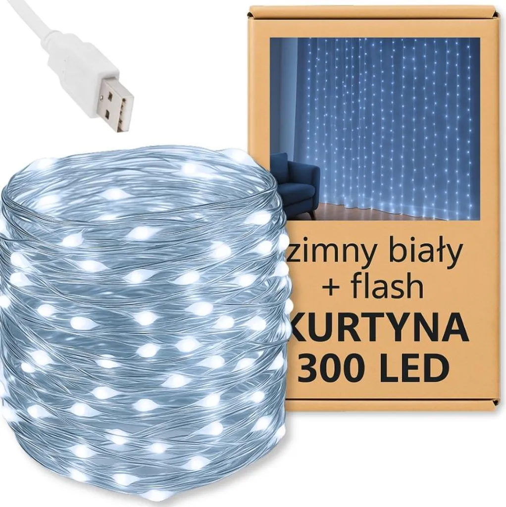 Rideau lumineux LED suspendu pour fenêtre décor de Noël blanc chaud
