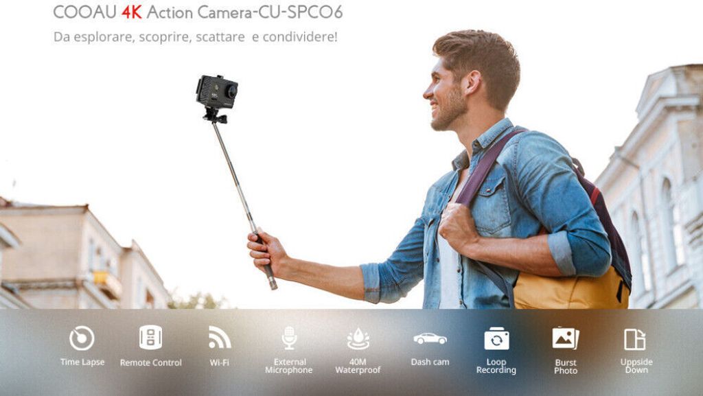 COOAU 4K Action cam 20MP WiFi Sports Kamera Ultra HD Produktbild 6