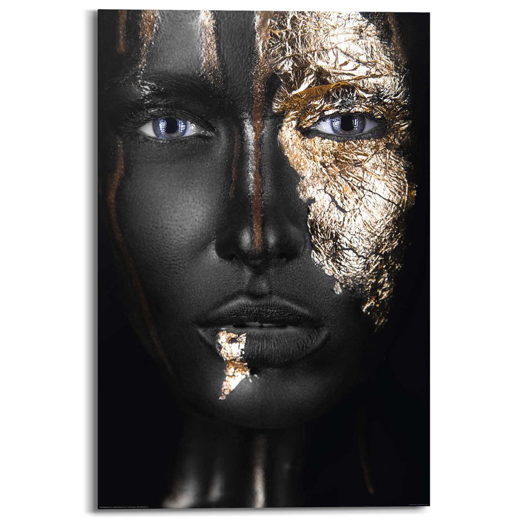 Gold Frau Deco Gesicht - Panel Wandbild