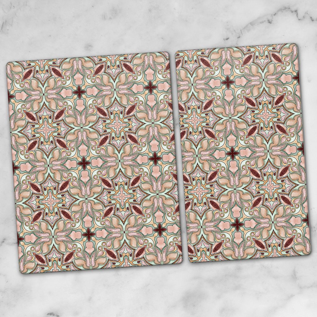 Glas-Herdabdeckplatten Glaskeramikkochfeld-Abdeckung Spritzschutz Schneidebrett Zweiteilige Glas 70x52 cm Mosaik