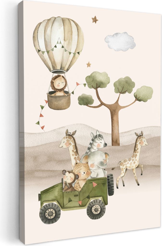 Wanddeko 20x30 cm - Kinder Bohemian - Safari - Heißluftballon, Wandbilder, Wanddeko Wohnzimmer, Bild