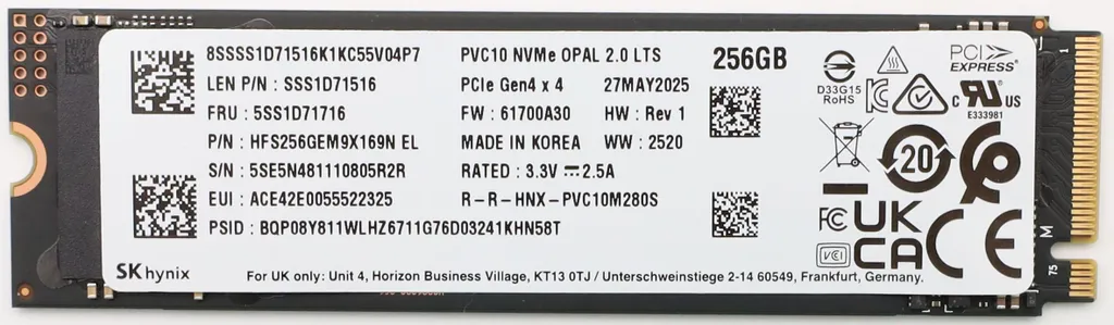 SSD NVMe 256 Go SK hynix M.2 PCIe Gen4 OPAL 2.0 pour Vitesse et Sécurité
