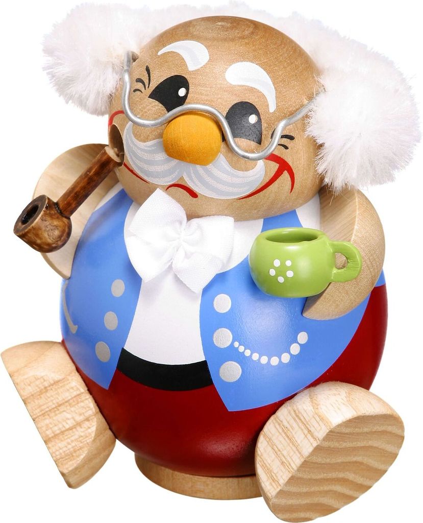 Seiffener Volkskunst Kugelräucherfiguren Pensionär - ein Räuchergefäß aus erzgebirgischer Handarbeit - 19154