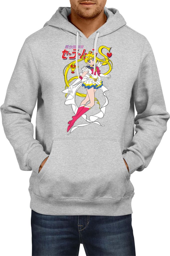 Herren Kapuzenpullover Manga Japan Anime Comics Animation Sailor Anime Manga Moon 0020, Man S / Grau