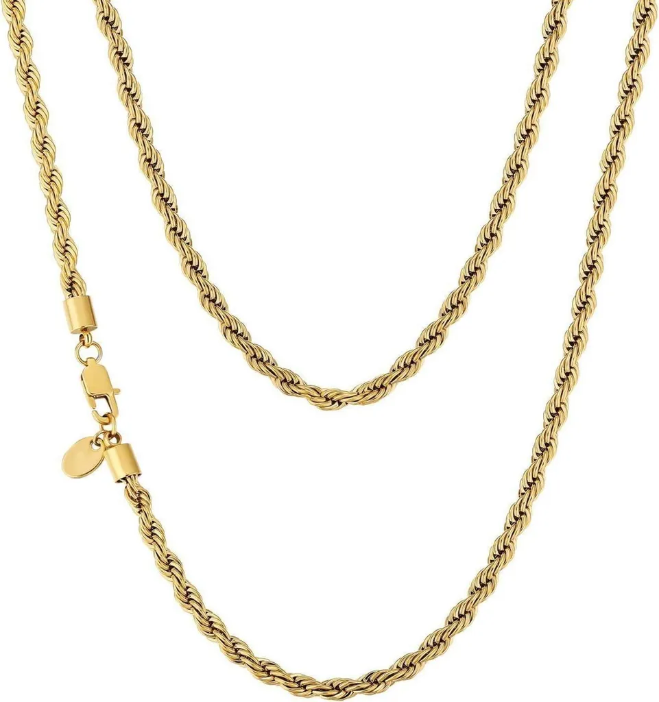 Catena d'oro da uomo Placcata oro 18 carati catena a cavo fine 4 mm 50,8 cm