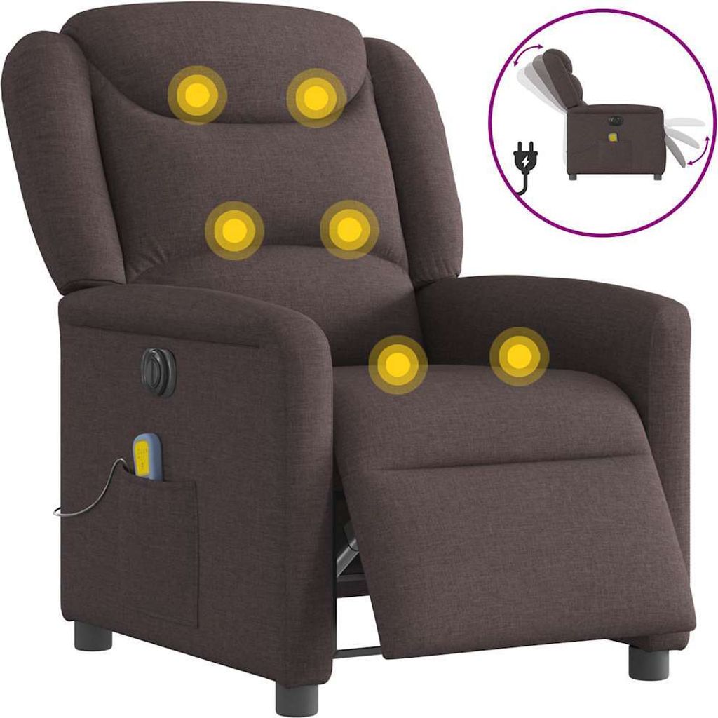 Massagesessel Elektrisch Dunkelbraun Stoff