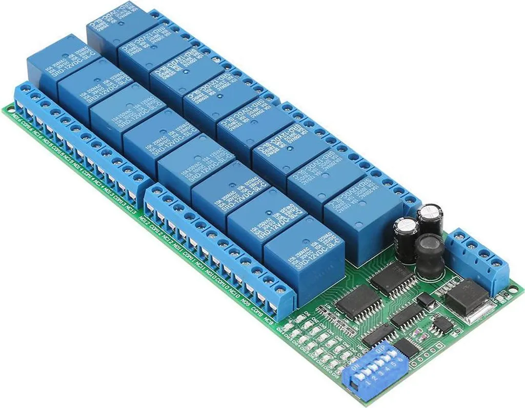 Module 16 relais Modbus RTU RS485 12V CC haute performance pour PLC - 3
