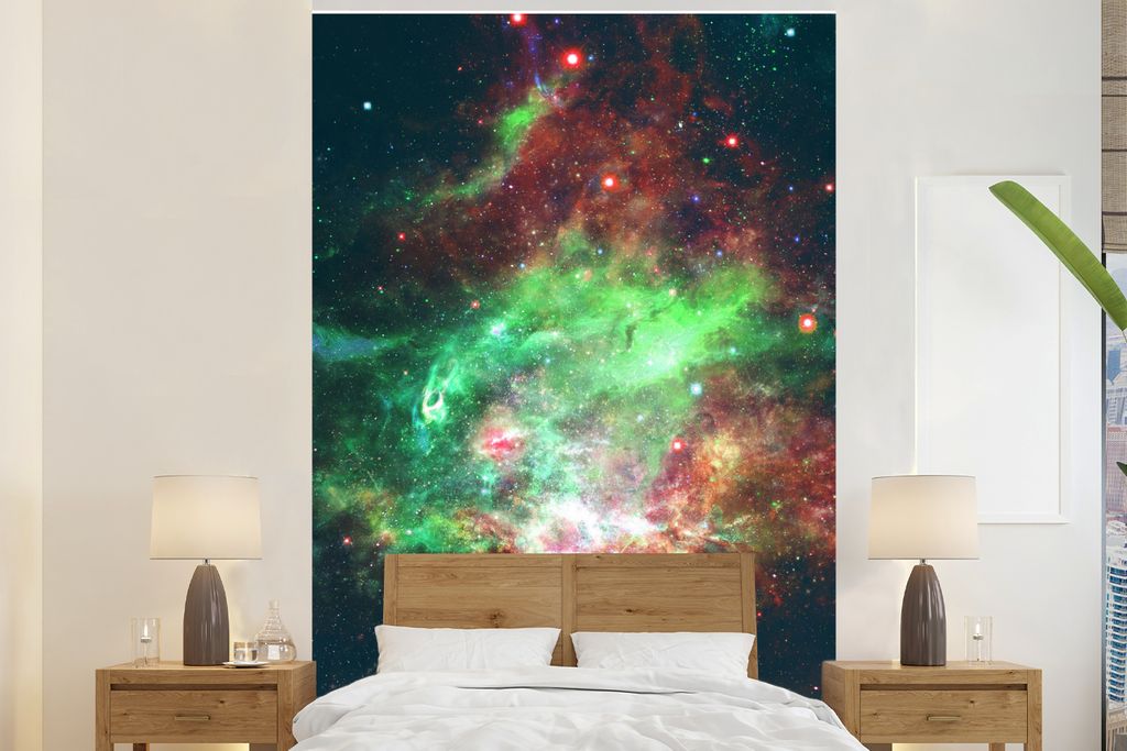 MuchoWow Fototapete für Wohnzimmer oder Schlafzimmer Wandtapete Vinyl Motivtapete Leerzeichen - Grün - Rot - 200x300 cm - Wanddekorationen