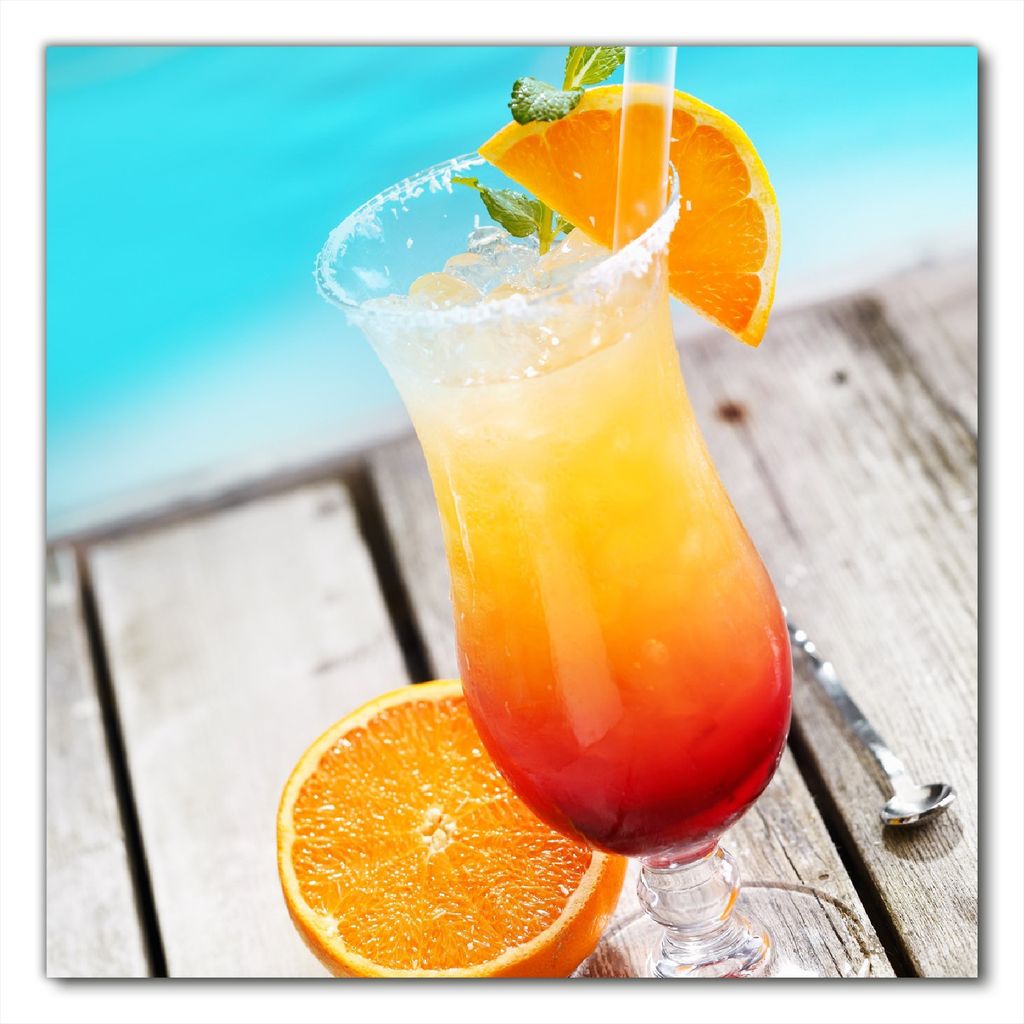 Wallario selbstklebende Möbelfolie/ Tischdecke für Innen und Außen, Größe: 50 x 50 cm - Bunter Cocktail am Pool