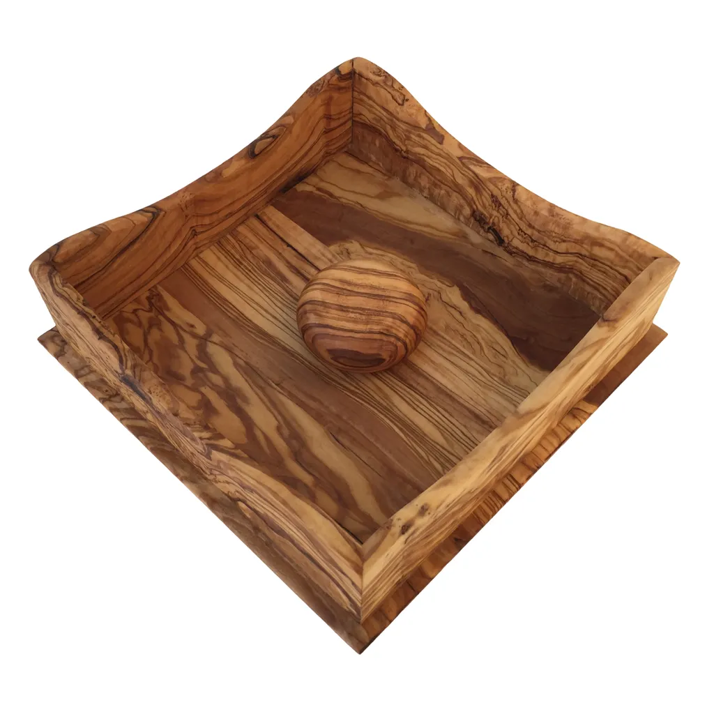 Support serviettes pour table extérieure en bois d'olivier et lest - 2