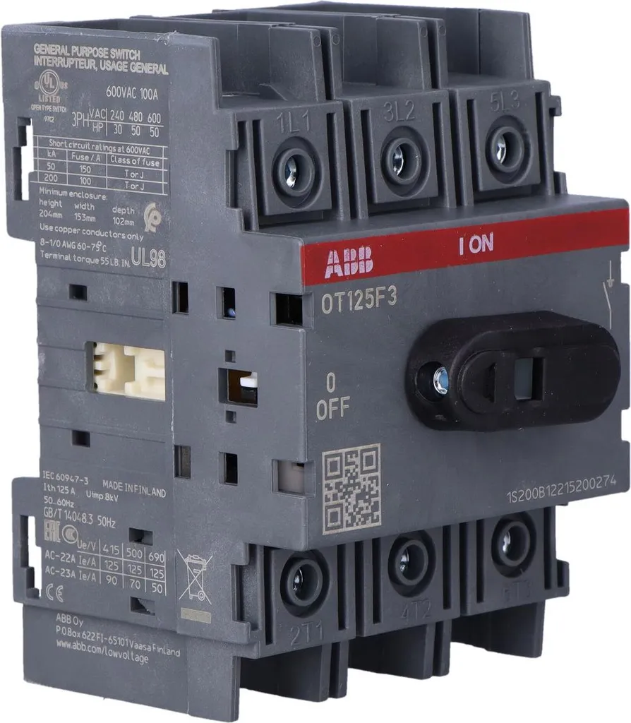 Sectionneur de Puissance 125A ABB : Solution de Coupure Sécurisée IP20