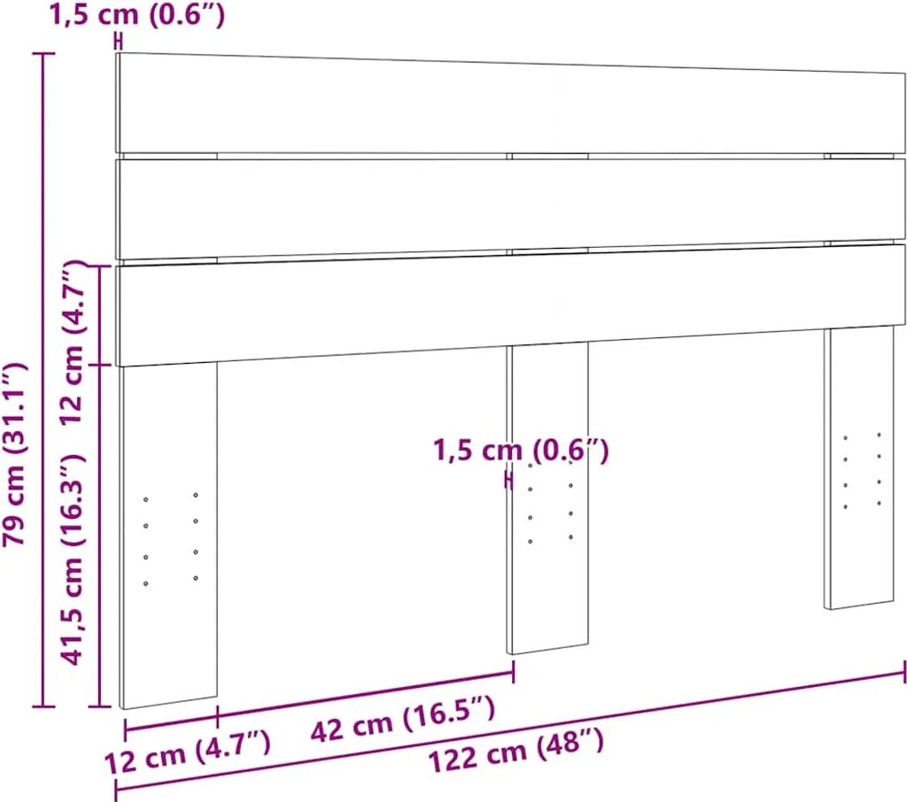 Testiera Letto 120cm Rovere Massiccio | Qualità Premium per Hotel - 9