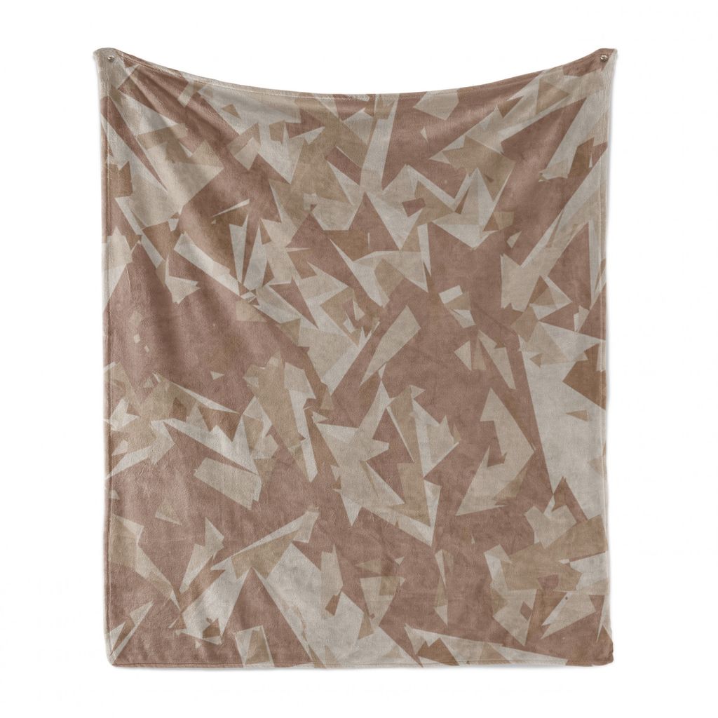 ABAKUHAUS Abstrakt Weich Flanell Fleece Decke, Camo Geometric, Gemütlicher Plüsch für den Innen- und Außenbereich, 125 x 175 cm, Warm Taupe Pal...