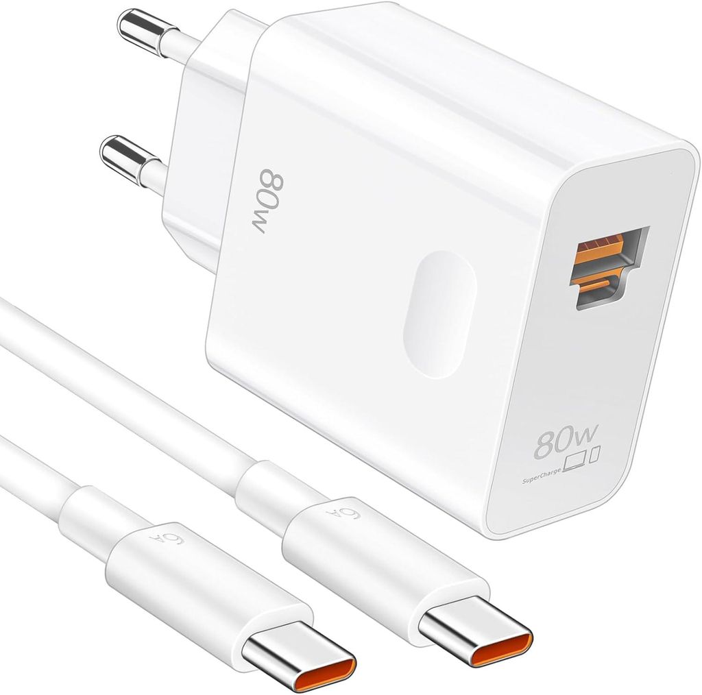 80W SUPERCHARGE Ladegerät, USB C Ladegerät, USB Schnellladegerät für Honor X70 X60 GT Magic6 Pro 6 RSR Magic 7 Lite V3 Tablet Huawei MatePad