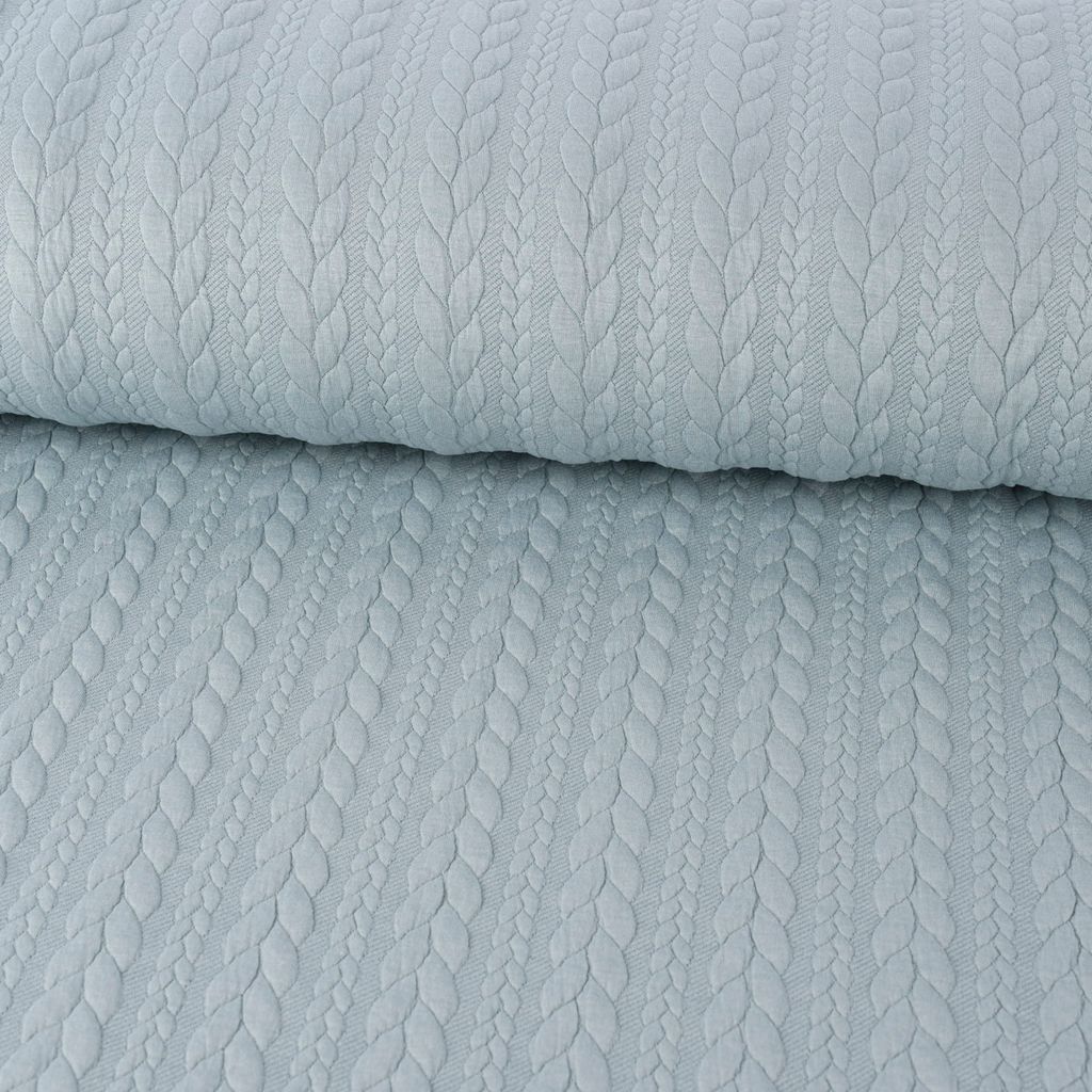 Bekleidungsstoff Meterware Cably Zopfmuster einfarbig eisblau 1,5m