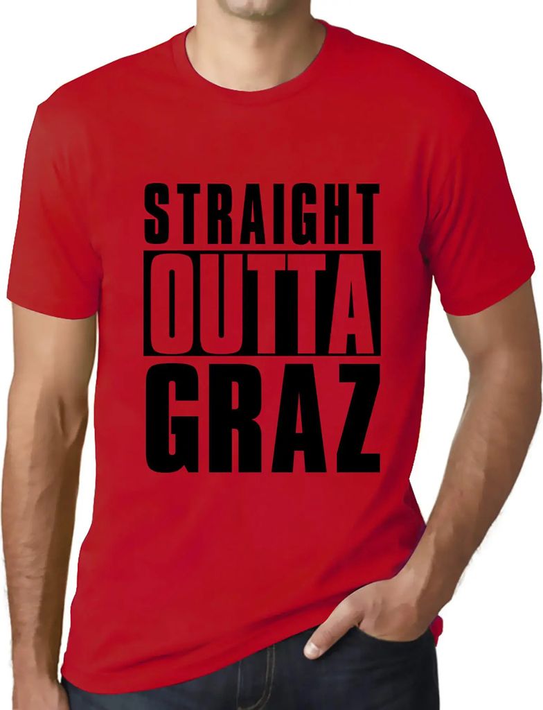 Herren Grafik T-Shirt Direkt aus Graz – Straight Outta Graz – Öko-Verantwortlich Vintage Jahrgang Kurzarm Lustige Druck Geburtstag Geschenk Mann