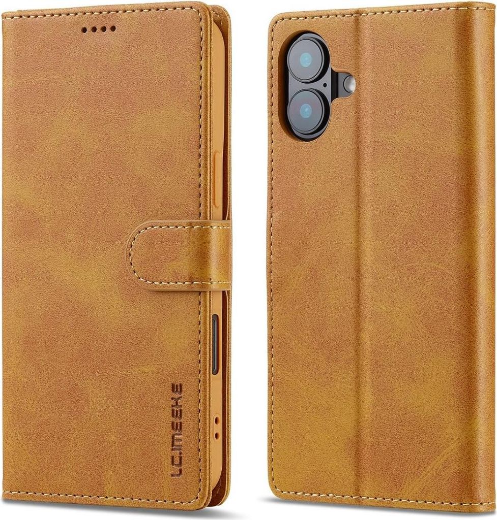 iPhone 16 Hülle - LC.IMEEKE Luxus Klapphülle - Braun