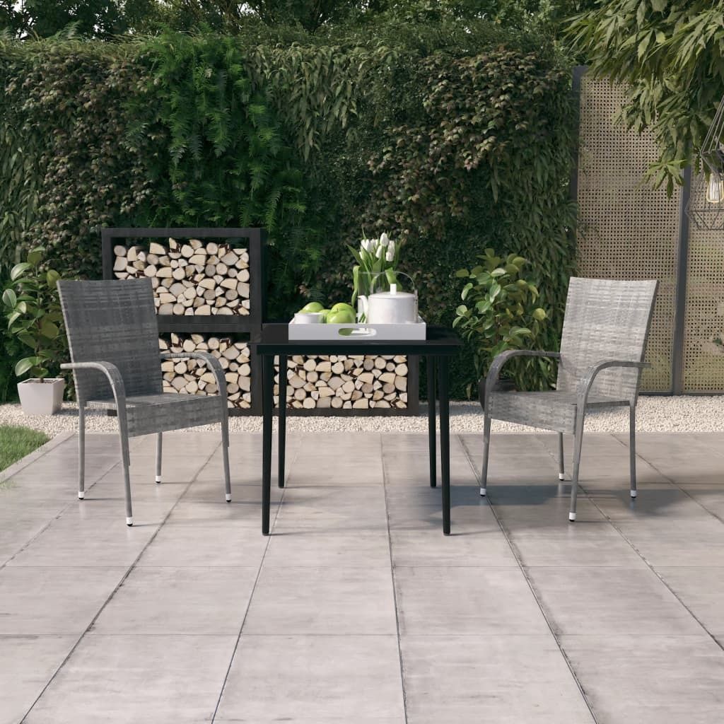 "Rabatt" 3-tlg. Garten-Essgruppe - mit tishe & Stuhl - Grau und Schwarz - Lounge-Dining set CC3556