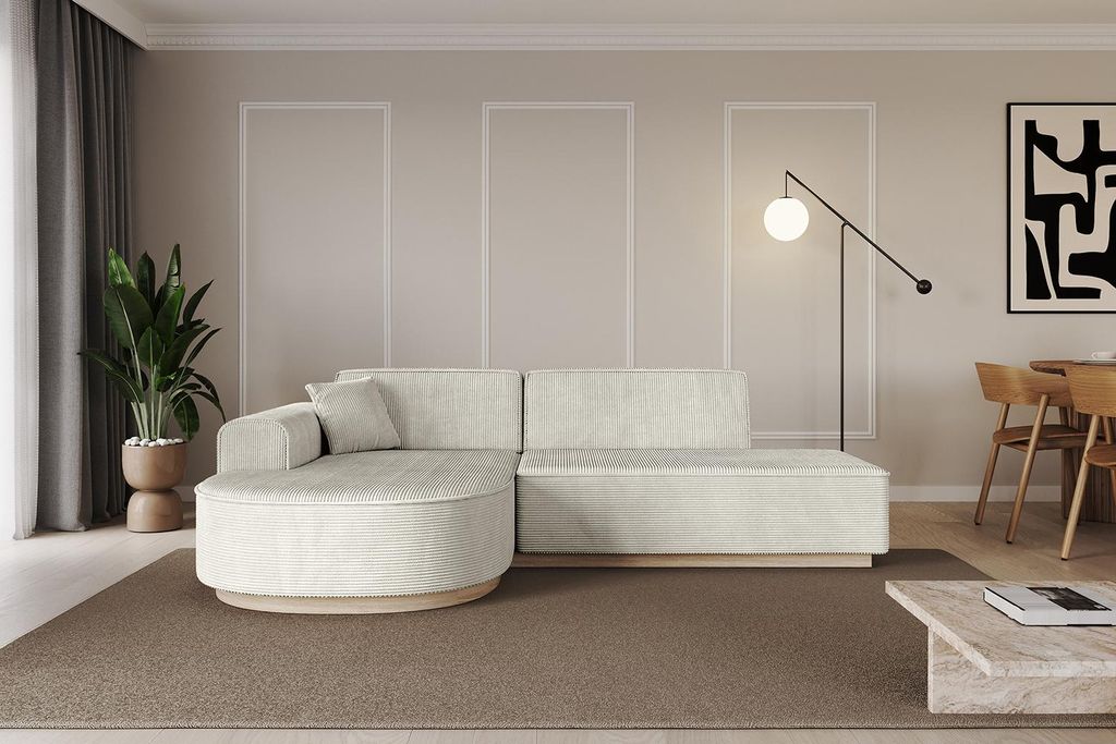 ALTDECOR Ecksofa in L-Form ARRIO-L1 -243x171x83 cm Cremeweiß - Corner Sofa Bett Eckcouch Couch Wohnlandschaft Cauchsofa