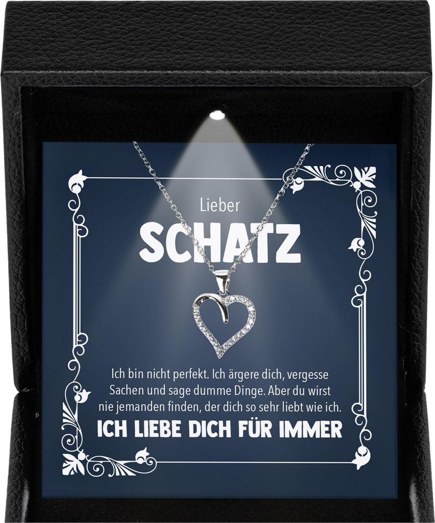 22Feels Damen Geschenk Ich Liebe Dich Kette - Silber 925/000 Herz Schmuck - Frauen Hochzeitstag Ehefrau Schatz Valentinstag für Sie Jahrestag Freu...
