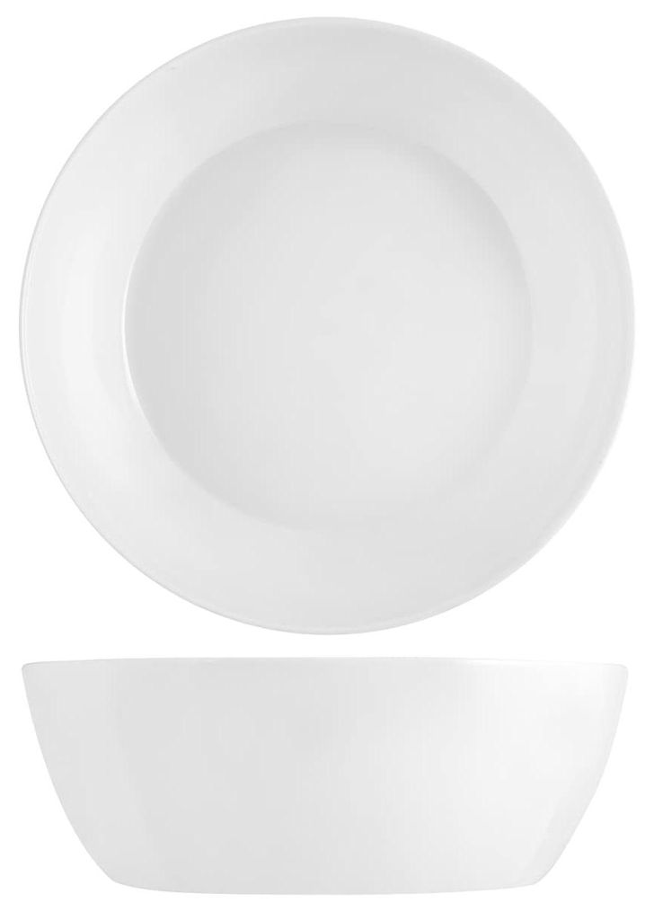 H&H quadratische Salatschüssel aus Bone China Porzellan, 23x23 cm, weiß