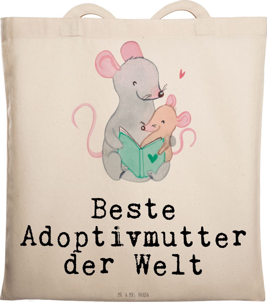 Mr. & Mrs. Panda Schultasche Maus Beste Adoptivmutter der Welt - Transparent - Geschenk, Stoffbeutel, Jutetasche, Geschenkidee, Dankeschön, Sohn, ...