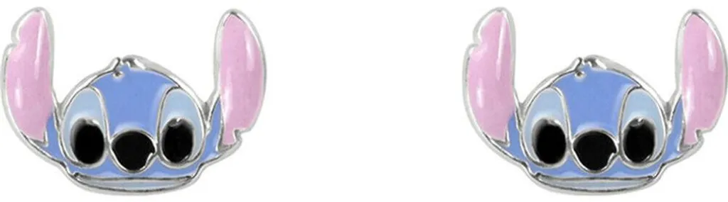Boucles d'oreilles Stitch Disney en argent sterling 925 rhodié
