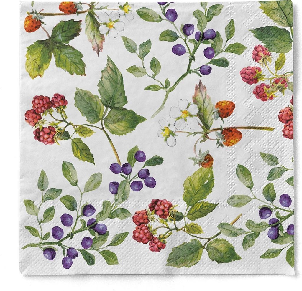 Sovie HOME Serviette Else aus Tissue 33 x 33 cm, 3-lagig, 20 Stück - Waldfrüchte Beeren