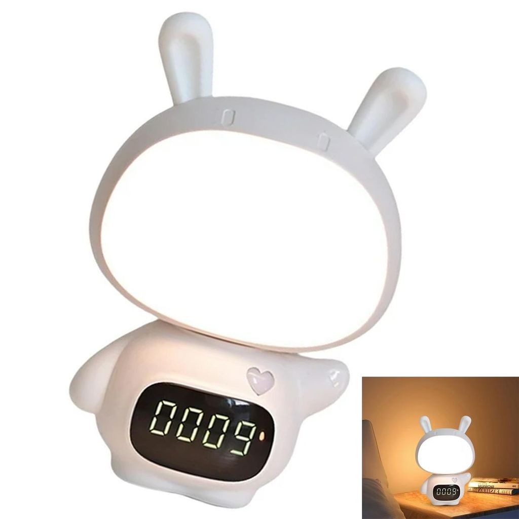 Wecker mit Nachtlicht für Kinder, mit zwei Alarmen, RGB-Farben, 5 Helligkeitsstufen und weißem Rauschen, wiederaufladbarer für Jungen und Mädchen