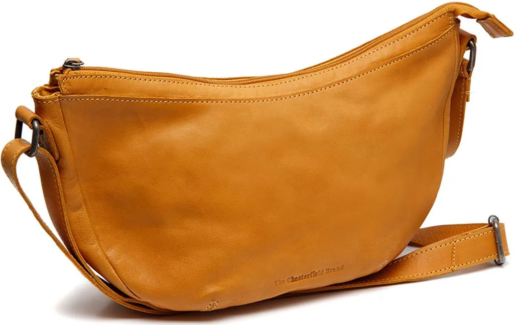 Sac à épaule Clarita en cuir ciré ocre avec bandoulière réglable souple