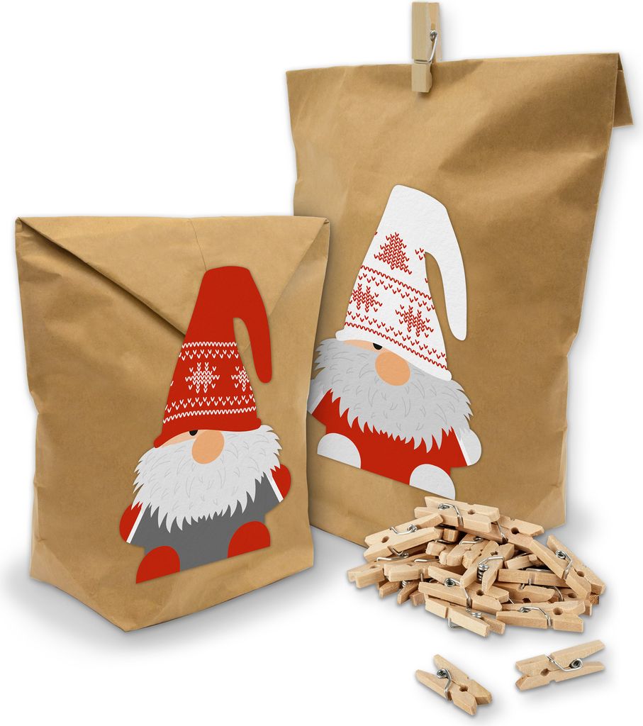 Geschenktüten Set Wichtelbande Weihnachten Klammern + Produktbild 