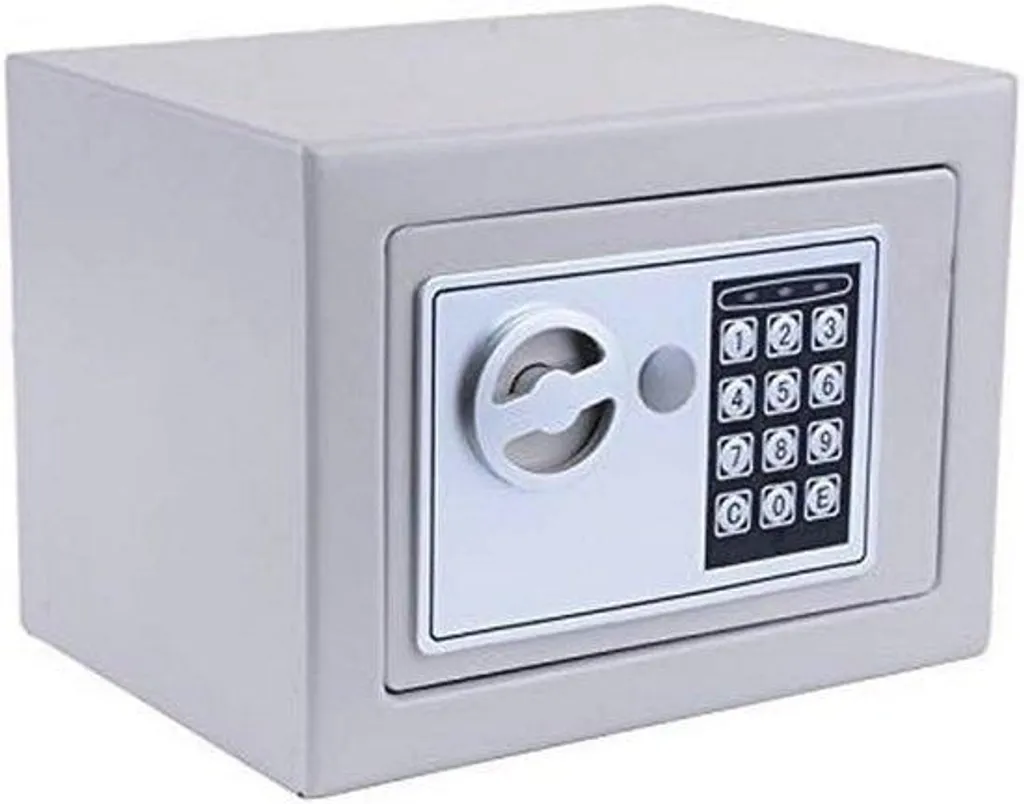 Coffre-fort gris anti-vol avec code programmable pour pose mur ou sol