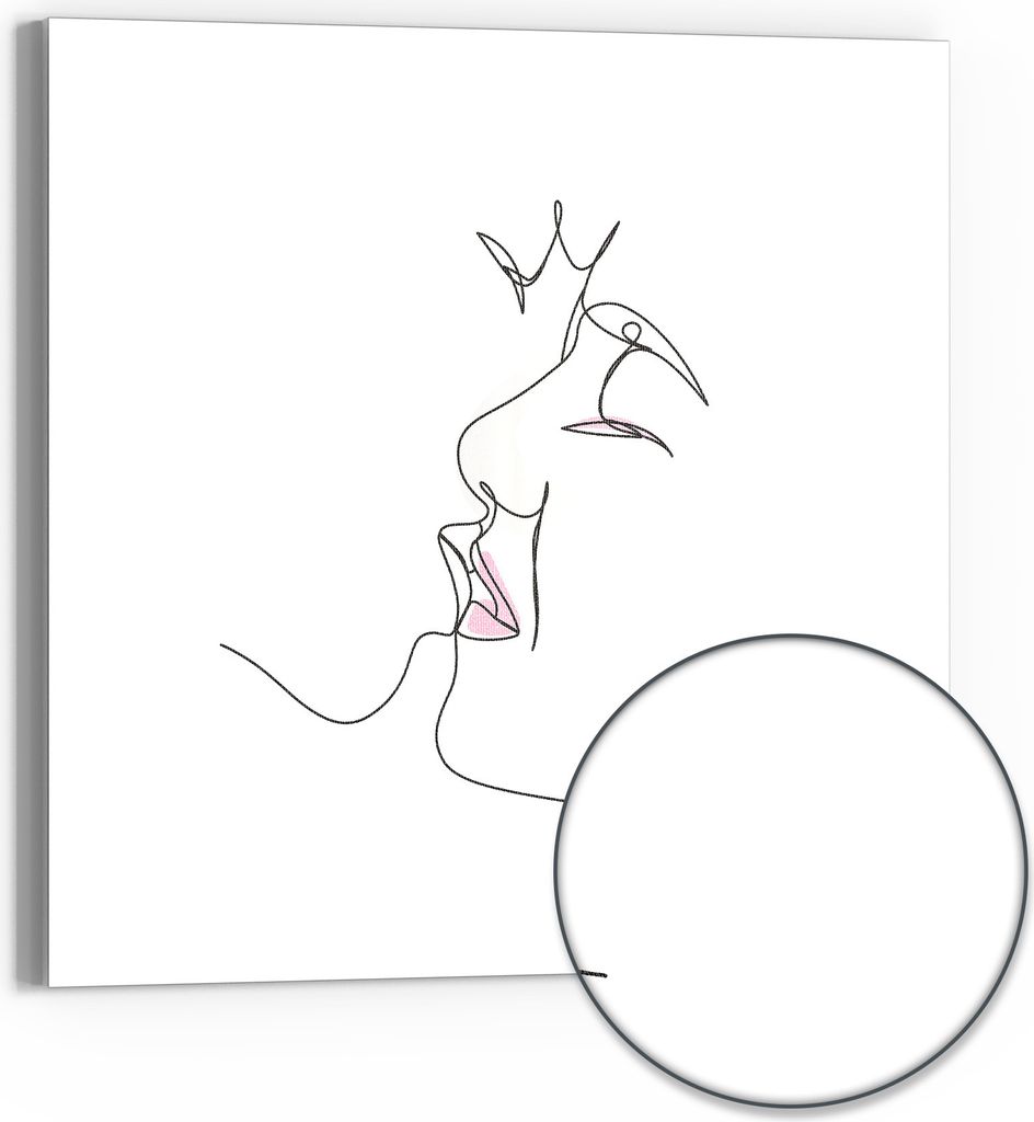 DEQORI Hybrid Leinwand Bild 30x30 cm 'Liebe in Linien' Wandbild Glas flach modern