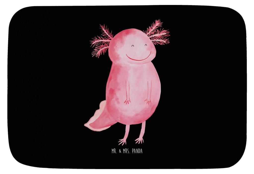 Mr. & Mrs. Panda Badezimmerteppich Axolotl Glücklich - Schwarz - Geschenk, Schwanzlurch, Badläufer, Badteppich, duschmatte, Lebensfroh, Badezimme...