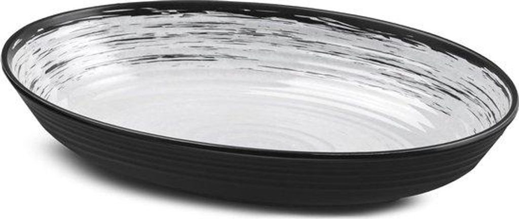 Ovale Melamine-Schale - Oval Serg Bowl - Granada-Serie - schwarz und weiß - BPA-frei - schlagfest - waschmaschinenfest