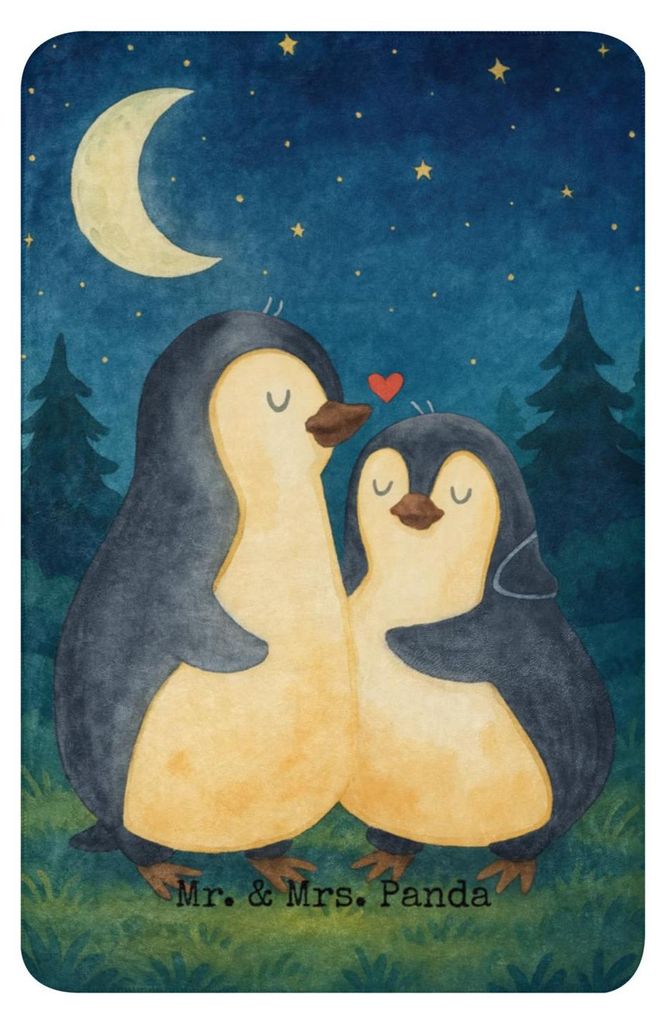 Mr. & Mrs. Panda Decke Pinguine Einschlafen Design 100 x 150 cm - Weiß - Geschenk, Kuscheldecke, Valentinstag, Tagesdecke, Hochzeitstag, Freundin,...