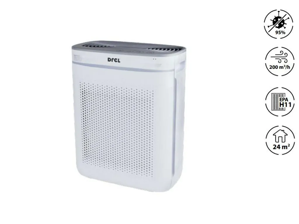 Purificateur d'air Drel Blanc 24m2 avec Capteur de Particules Intelligent