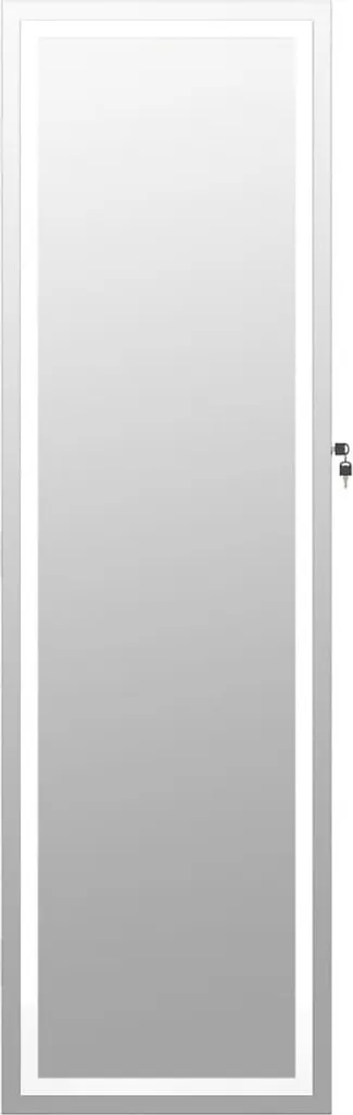 Rangement bijoux mural avec miroir LED blanc pour chambre et dressing - 4