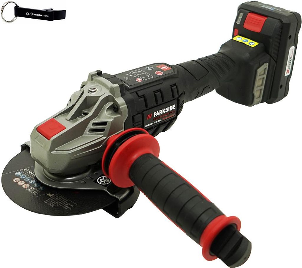 PARKSIDE PERFORMANCE 20V Akku Winkelschleifer AP 20-Li F6 inkl. 4Ah Smart Akku + HEADNMORE Schlüsselanhänger im HEADNMORE Bundle