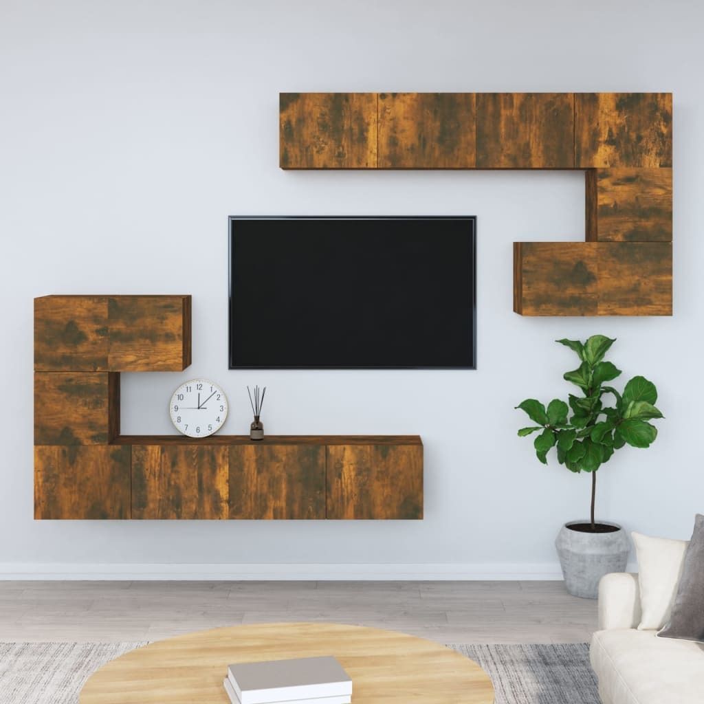 The Living Store TV-Wandschrank Räuchereiche Holzwerkstoff