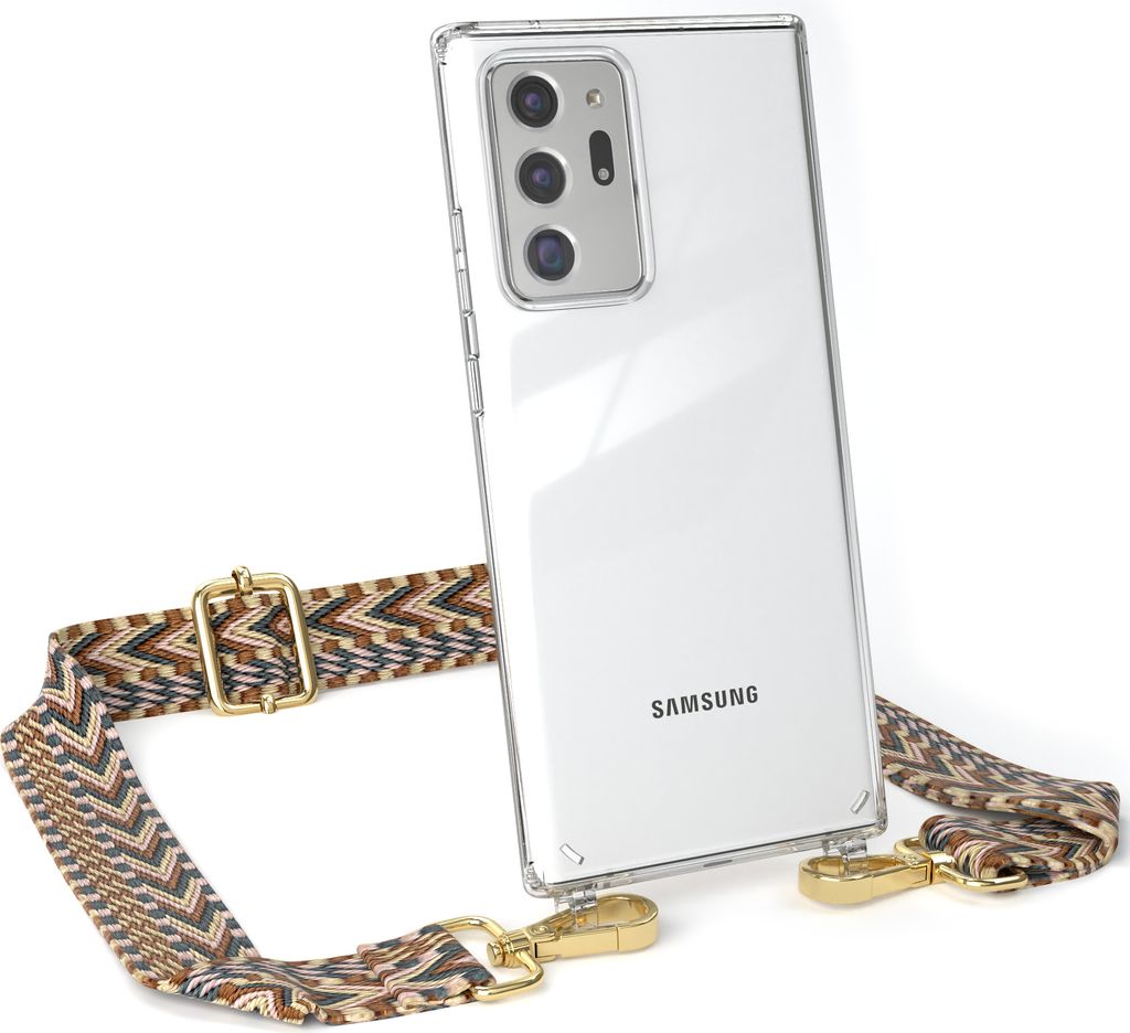 EAZY CASE Handykette - Verstellbarer Trageriemen kompatibel mit Samsung Galaxy Note 20 Ultra / Note 20 Ultra 5G, Handykordel mit transparenter Sili...