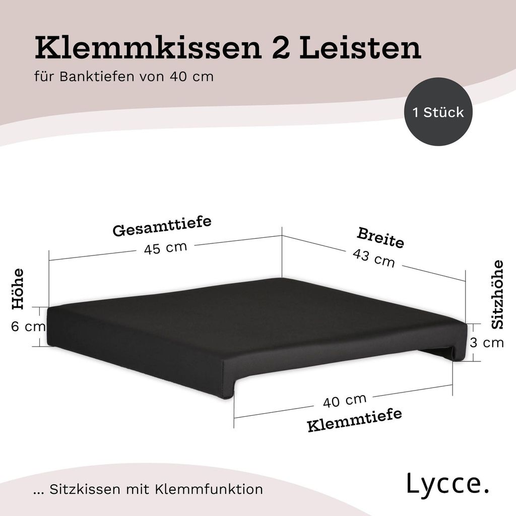 Lycce Bankauflage Klemmkissen 2 Leisten, Sitzkissen Produktbild 