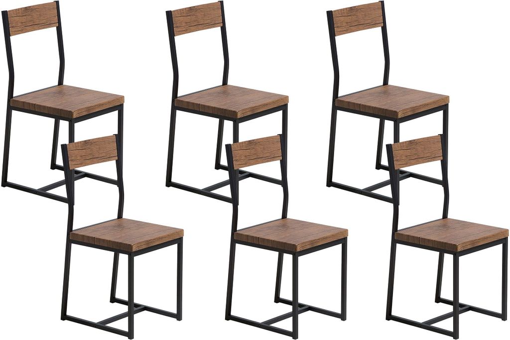 BELIANI Gartenstuhl 6er Set Dunkler Holzfarbton MDF-Platte mit Sitzkissen Terrasse Outdoor