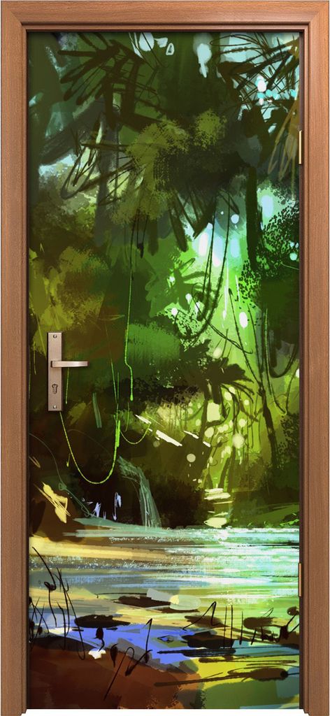 Türposter 80x200 cm Türaufkleber Türtapete Türfolie Klebefolie abstrakt Dschungel tropisch Wald Wasser