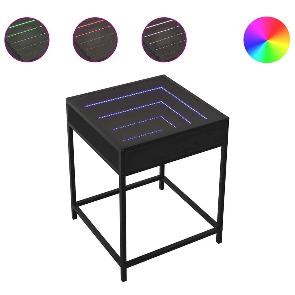 SYFAX™ Tavolino Salotto LED Infinity Nero 40x40x51cm | Arredo Moderno