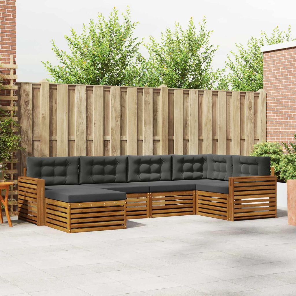 "Neues Produkt" Outdoor-Sofagarnitur ANTI-UV - CLORIS - mit Kissen - 6 pcs - Natur und Anthrazit - Modern Gartensofas V1435