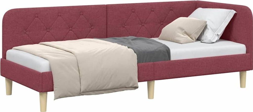 Eckbettgestell Weinrot 80 x 200 cm Stoff