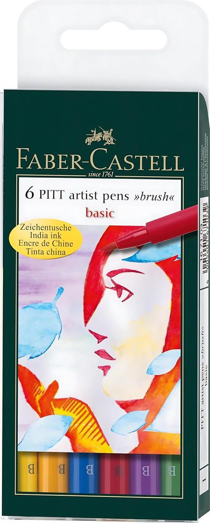 FABER-CASTELL Tuschestift PITT artist pen 6er Etui "Basic"