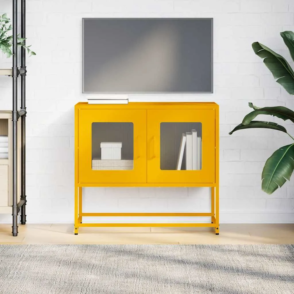 vidaXL Mobile TV giallo senape 68x39x60,5 cm Acciaio laminato a freddo - 4