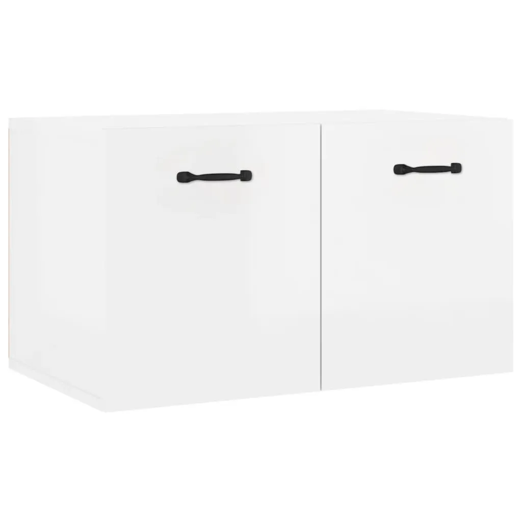 Placard mural suspendu blanc laqué 60 cm en bois robuste série Orion